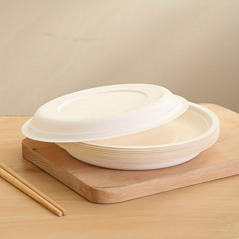 10pcs Sugarcane Pulp Plate Disposable Tableware
