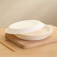 10pcs Sugarcane Pulp Plate Disposable Tableware