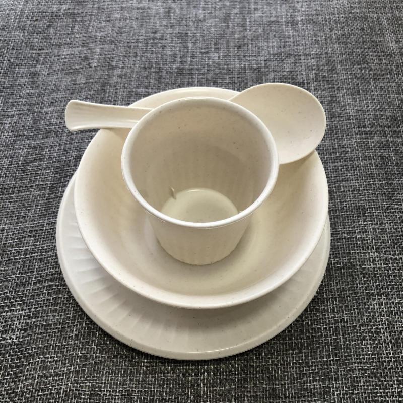 10pcs Degradable Rice Shell Fiber Disposable Tableware Set