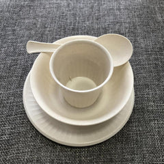 10pcs Degradable Rice Shell Fiber Disposable Tableware Set