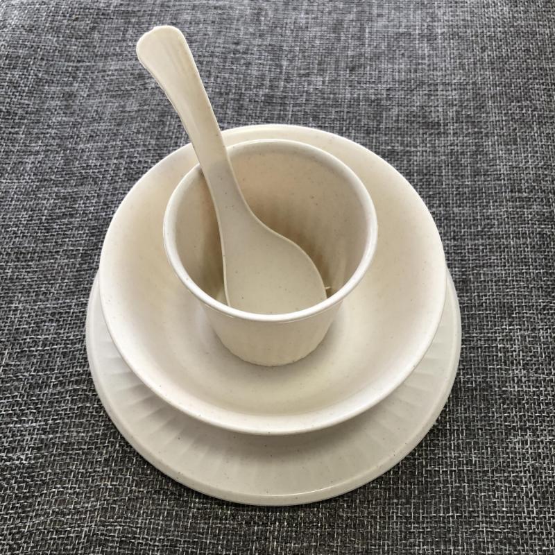 10pcs Degradable Rice Shell Fiber Disposable Tableware Set
