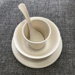 10pcs Degradable Rice Shell Fiber Disposable Tableware Set