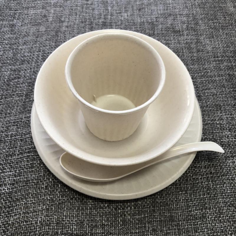 10pcs Degradable Rice Shell Fiber Disposable Tableware Set