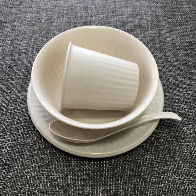 10pcs Degradable Rice Shell Fiber Disposable Tableware Set