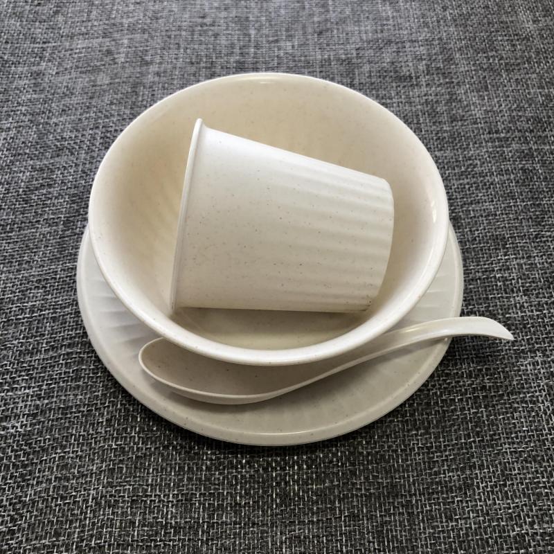 10pcs Degradable Rice Shell Fiber Disposable Tableware Set