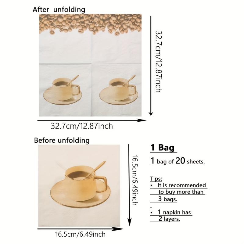 20pcs Printed Napkin Disposable Dining Tissue Napkin for Wedding Decor