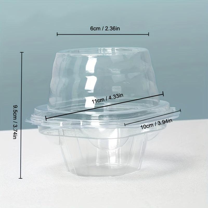 30pcs Clear Cupcake Containers with Lid Holder