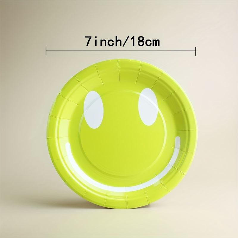 10pcs Smile Face Beach Disposable Dinner Plate Paper Cup Tableware Set
