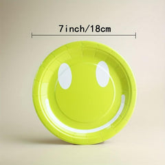 10pcs Smile Face Beach Disposable Dinner Plate Paper Cup Tableware Set