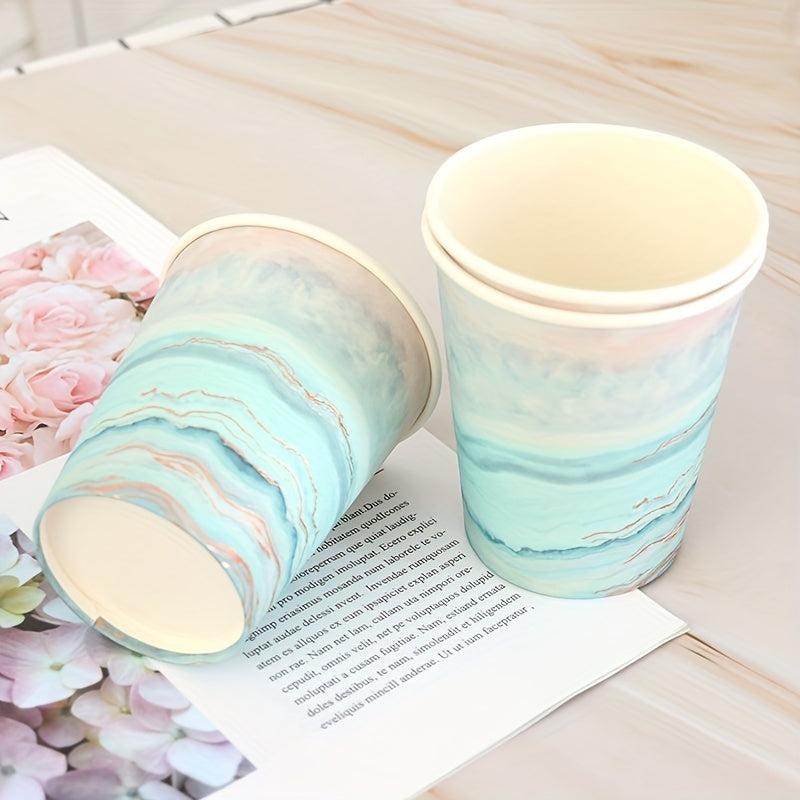 10pc Green Gradient National Style Paper Plate Set