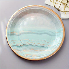 10pc Green Gradient National Style Paper Plate Set
