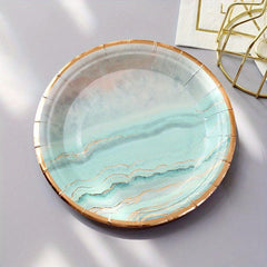 10pc Green Gradient National Style Paper Plate Set