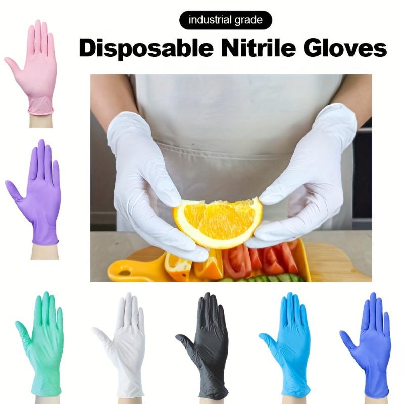 100pcs Nitrile Gloves Fingertip Texture Powder Latex Non Sterile