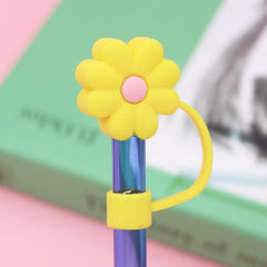 5pcs Floral Straw Topper Compatible With 30 & 40oz Glasses With Handles