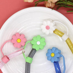 5pcs Floral Straw Topper Compatible With 30 & 40oz Glasses With Handles