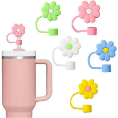 5pcs Floral Straw Topper Compatible With 30 & 40oz Glasses With Handles