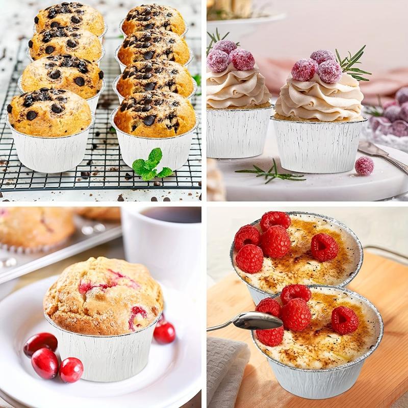 40pcs Disposable Aluminum Foil Tray Container 3.9x2.5 inches Cake Cups