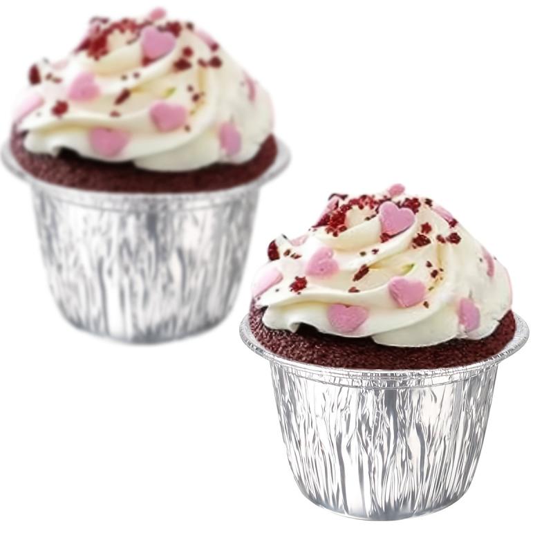 40pcs Disposable Aluminum Foil Tray Container 3.9x2.5 inches Cake Cups