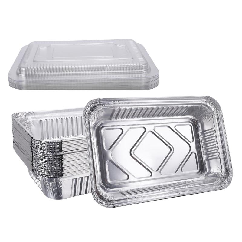 20pcs Aluminum Pans With Clear Lids Portable Food Containers