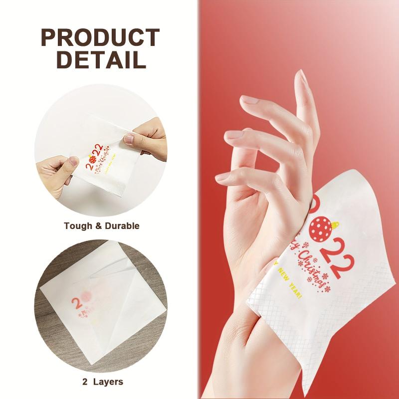 50 Pcs Christmas Dinner Napkins Disposable Paper 3-Layer Fancy Cocktail Napkins