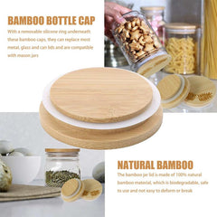12 Pack Bamboo Lids for Yogurt Jars with Sealing Rings