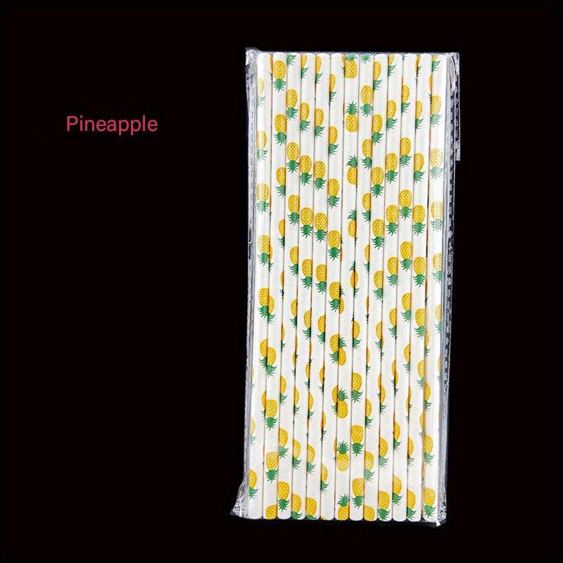 25pcs 6 197mm Fruit Series Paper Straws Mixed Disposable Straws