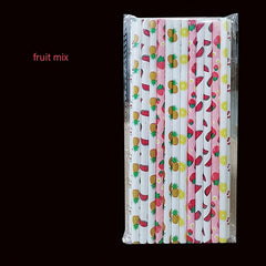 25pcs 6 197mm Fruit Series Paper Straws Mixed Disposable Straws