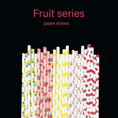 25pcs 6 197mm Fruit Series Paper Straws Mixed Disposable Straws