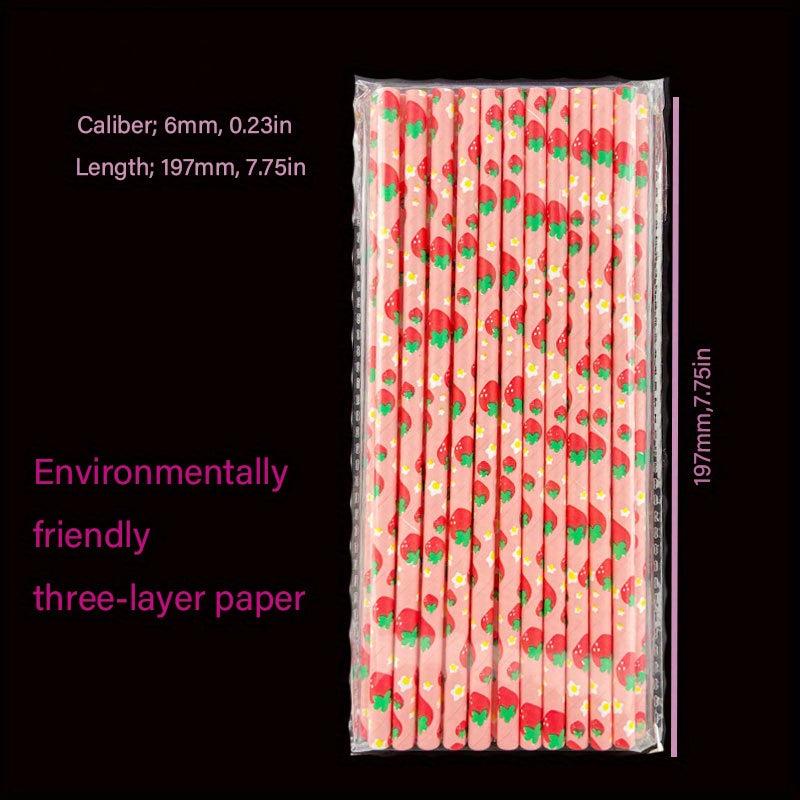 25pcs 6 197mm Fruit Series Paper Straws Mixed Disposable Straws