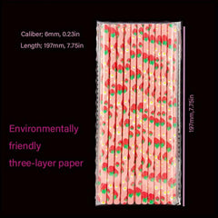 25pcs 6 197mm Fruit Series Paper Straws Mixed Disposable Straws