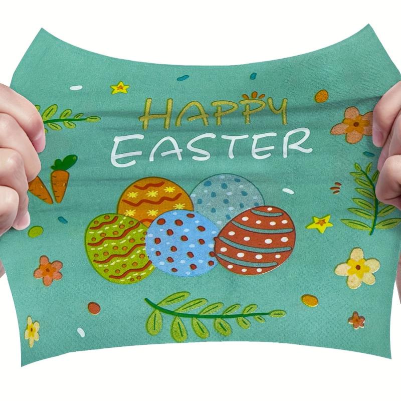 20Pcs Easter Egg Square Napkins Disposable Party Printed Napkins