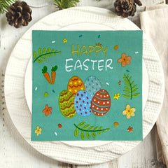20Pcs Easter Egg Square Napkins Disposable Party Printed Napkins