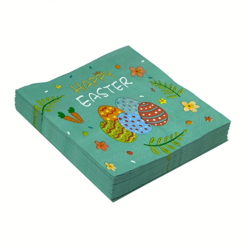 20Pcs Easter Egg Square Napkins Disposable Party Printed Napkins