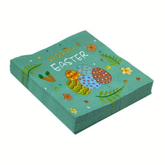 20Pcs Easter Egg Square Napkins Disposable Party Printed Napkins