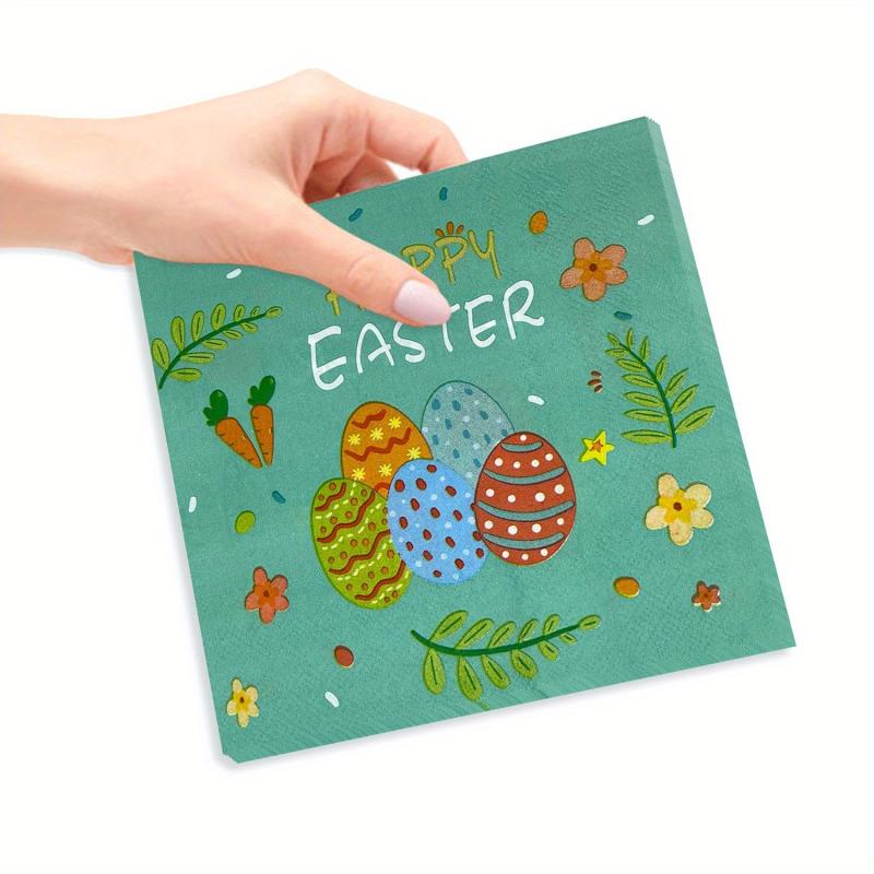 20Pcs Easter Egg Square Napkins Disposable Party Printed Napkins