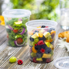 32oz PP Plastic Soup Buckets with Lids - Set of 30 - Reusable & Leak proof