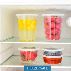 32oz PP Plastic Soup Buckets with Lids - Set of 30 - Reusable & Leak proof
