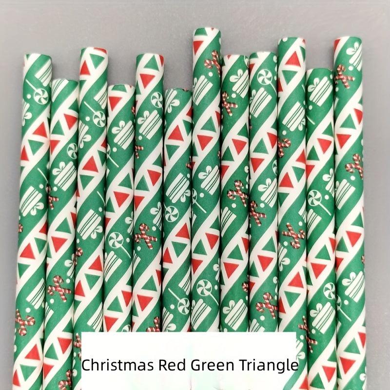 25pcs Christmas Paper Straw Santa Claus Christmas Tree Party Decoration