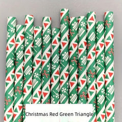 25pcs Christmas Paper Straw Santa Claus Christmas Tree Party Decoration