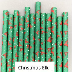 25pcs Christmas Paper Straw Santa Claus Christmas Tree Party Decoration