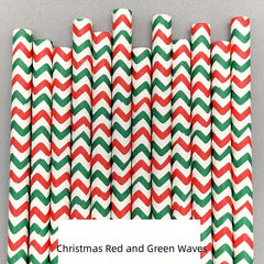 25pcs Christmas Paper Straw Santa Claus Christmas Tree Party Decoration