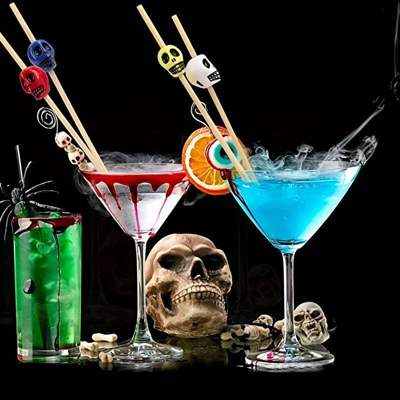 50pcs Halloween Skeleton Disposable Fruit Forks Cake Dessert Forks