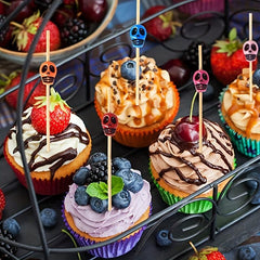 50pcs Halloween Skeleton Disposable Fruit Forks Cake Dessert Forks