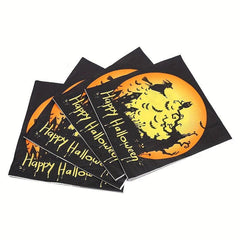 Halloween Party Tableware Set: Cups, Straws, Plates, Utensil