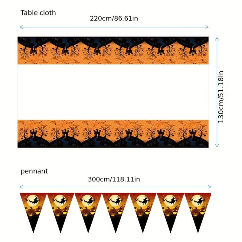 Halloween Party Tableware Set: Cups, Straws, Plates, Utensil