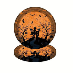 Halloween Party Tableware Set: Cups, Straws, Plates, Utensil
