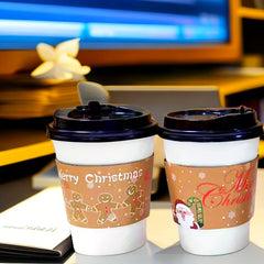 40pcs Christmas Coffee Cup Covers Fits 12-20oz Cups, Custom Christmas Designs