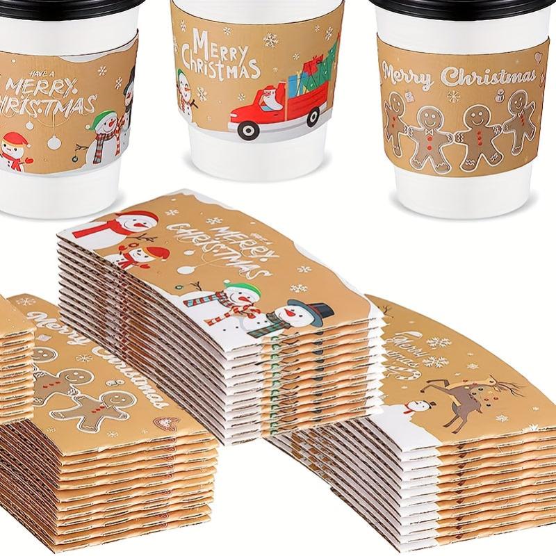 40pcs Christmas Coffee Cup Covers Fits 12-20oz Cups, Custom Christmas Designs