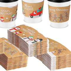 40pcs Christmas Coffee Cup Covers Fits 12-20oz Cups, Custom Christmas Designs