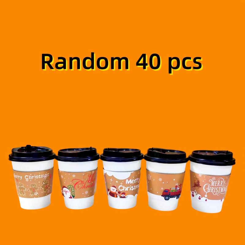 40pcs Christmas Coffee Cup Covers Fits 12-20oz Cups, Custom Christmas Designs